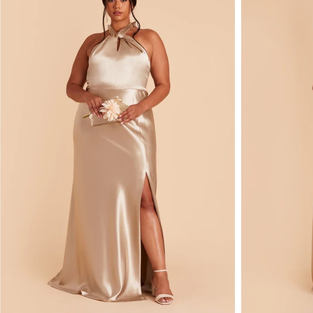Birdy Grey Gold Halter Slit Maxi Gown